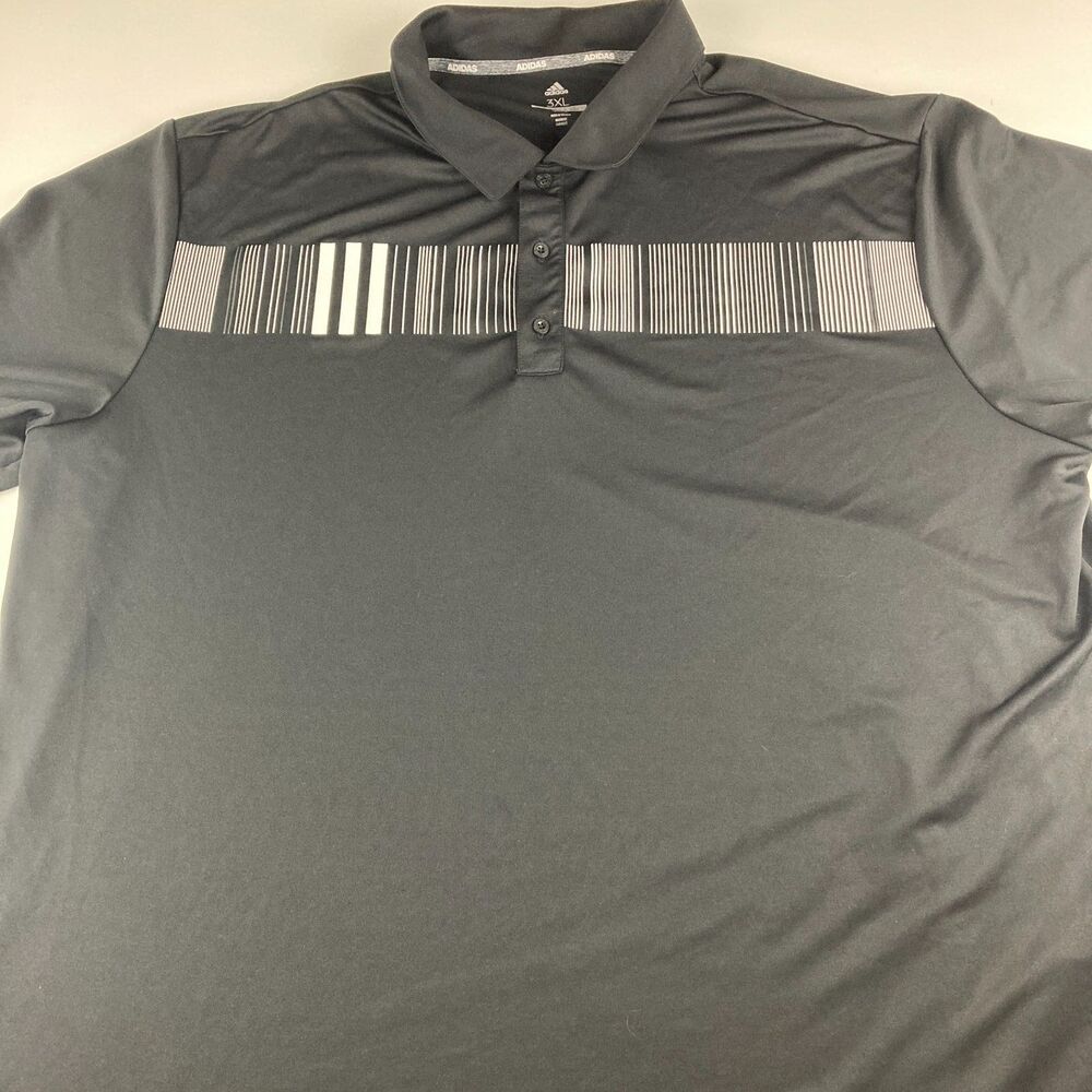 Adidas Golf Polo Shirt Mens 3XL Black Gray Striped Performance Big Tall